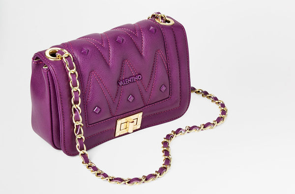 VALENTINOバッグ　パープル Valentino Mario Valentino SPA Luisa Embossed Purple Leather & Gold
